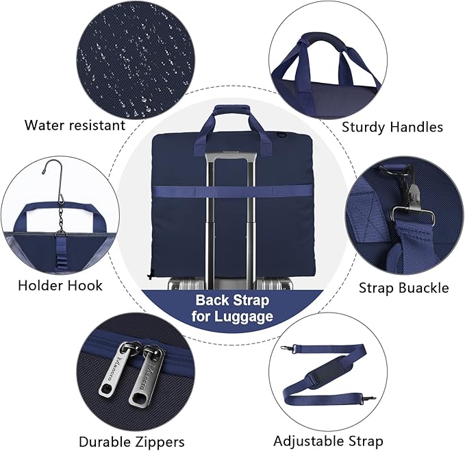 Mancro Carry On Suit Garment Bags for Travel, Suit Bag with Adjustable Shoulder Strap, Waterproof Foldable Luggage Bag for Men Women, Large Travel Garment Bags for Hanging Clothes, Blue