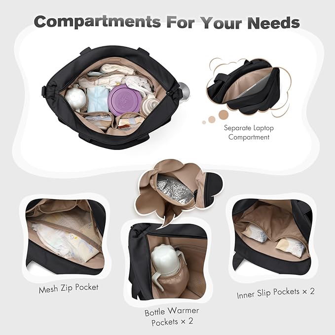 14L Puffer Diaper Bag Tote, Large Capacity Travel Diaper bags, Crossbody Hospital Bag for mom
