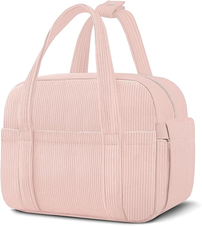 Corduroy Lunch Box Lunch Bag for Women Men, Cute Strawberry Small Insulated Reusable Work Leakproof Simple Lunch Boxes Tote Bag Adults Cooler Bag