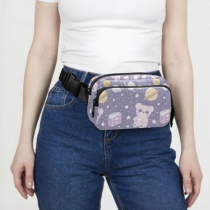 Kawaii Teddy Bear Universe Fanny Pack for Women Men Water Resistant Fashion Waist Packs with Adjustable Strap Belt Bag for Travel Workout Jogging Hiking 21219111
