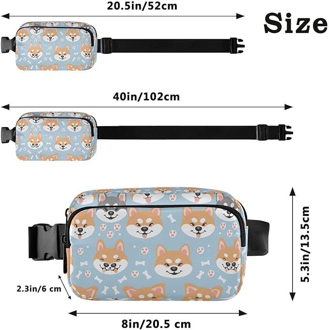 Kawaii Shiba Inu Dog Fanny Pack for Women Men Water Resistant Fashion Waist Packs with Adjustable Strap Belt Bag for Travel Workout Jogging Hiking 21219127