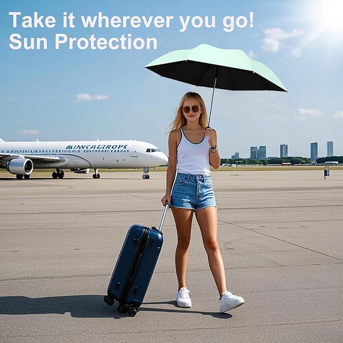 BAODINI Travel Essentials Mini Umbrella for Purse With Case Small Compact UV Sun Protection Lightweight Tiny Pocket Manual Open Close Umbrella for Women Kids and Men Fits Purse Backpack