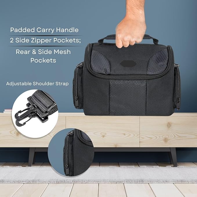 Large Padded Camera Bag with Shoulder Strap – DSLR & Mirrorless Camera Carrying Bag, Lightweight Protective Crossbody Camera Bag