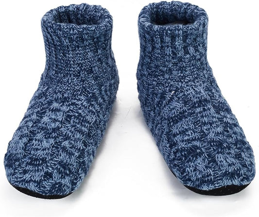 Mens Fuzzy Slipper Socks Soft Cozy Thick House Indoor Boot Sock Shoes with Anti-Skid Bottom Soles
