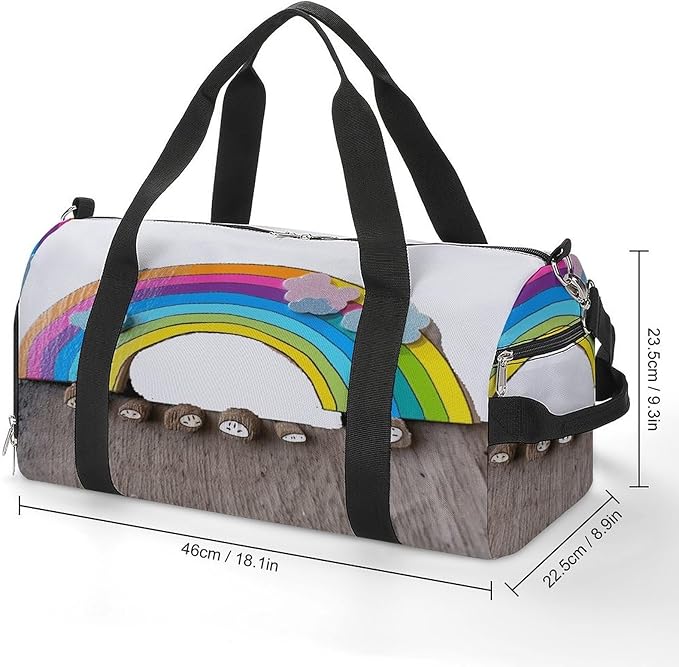 Small Rainbow Gym Bag Lightweight ，Travel Duffle Bag with Shoe Compartment，Gym Bag for Women for Overnight, Weekend, Yoga, Gym, Business Trips, Sport And Hospital.