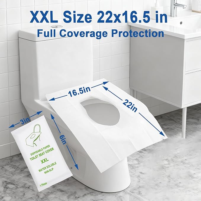 80 Pack Individually Wrapped XXL Toilet Seat Covers Disposable Flushable for Travel, Large Waterproof Potty Covers for Kids and Adults,Toddler Potty Training for Public Restroom Airplane Trip Hospital