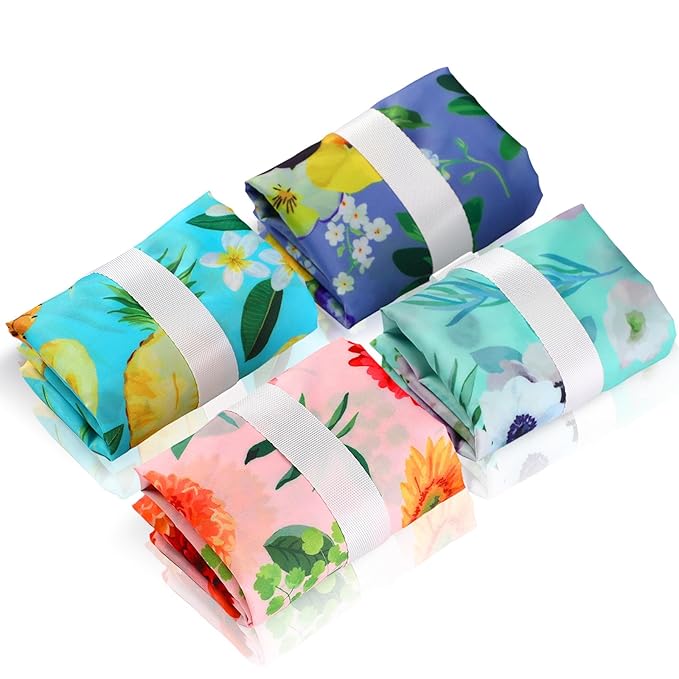 Frienda 4 Pieces Wet Dry Bag for Baby Waterproof Reusable Washable Diaper Bag Sealed with Handle for Travel, Beach, Swimsuit, Diapers, Dirty Gym Clothes and Toiletries (Plant)