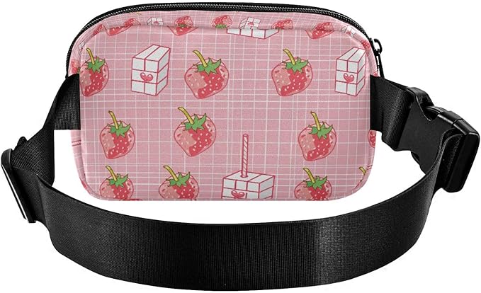Kawaii Strawberry Fanny Pack for Women Men Water Resistant Fashion Waist Packs with Adjustable Strap Belt Bag for Travel Workout Jogging Hiking 21219149