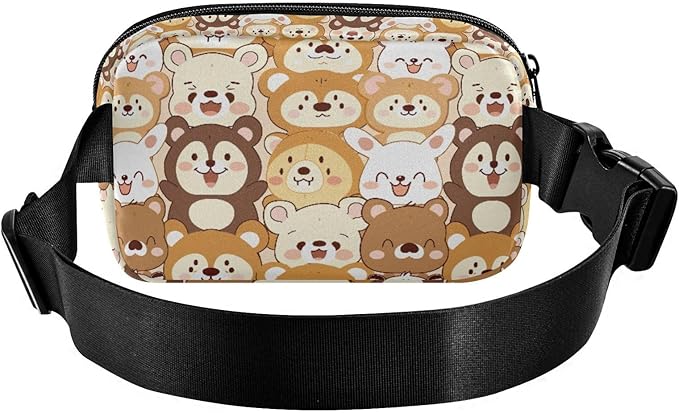 Kawaii Teddy Bear Rabbit Fanny Pack for Women Men Water Resistant Fashion Waist Packs with Adjustable Strap Belt Bag for Travel Workout Jogging Hiking 21219331