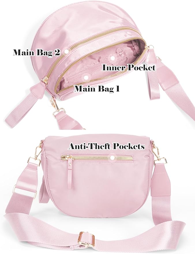 Pure Colour Crossbody Bag Bum Bag for Women,Spacious Purse Fanny Packs Belt Bag,Oversized Bum Bag (Colour Bum Bag-Pink)