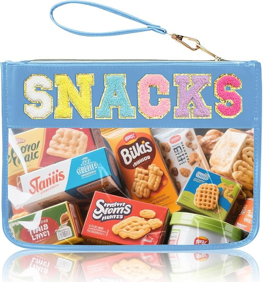 Snack Bags Clear Pouch Travel Makeup Bag Chenille Letter Bags for Zipper Pouch Clear Cosmetic Bag Clearly Tote Bag Makeup Travel Bags for Women