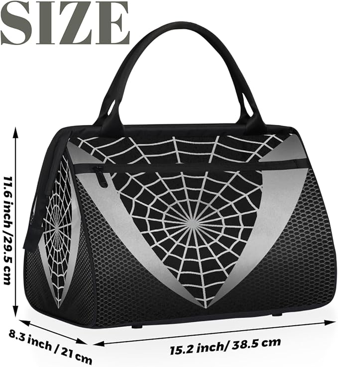 Sports Duffel Bags for Kids - Carry On Travel Gym Bag Waterproof Workout Shoulder Tote for Boys Girls Weekender Overnight Duffel for Swim Dance Camp(Black Spider Web)