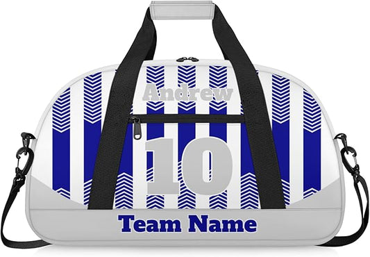 Basketball Soccer Gifts for Boys Girls - Custom Sports Duffle Bag, Personalized Name & Team Bag, Water-Resistant Gym Bag for Basketball, Soccer, Volleyball | Y-Navy Light Grey