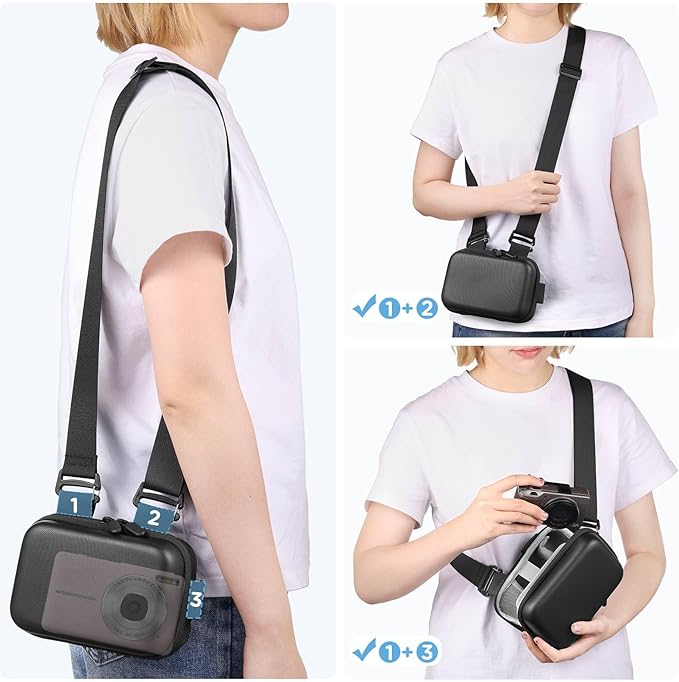 Digital Camera Case, Protective & Lightweight Camera Case with 3 Carrying Ways, Waterproof & Shockproof Small Camera Bag for Power Shot/Sony DSCW800/DSCW830 - Black