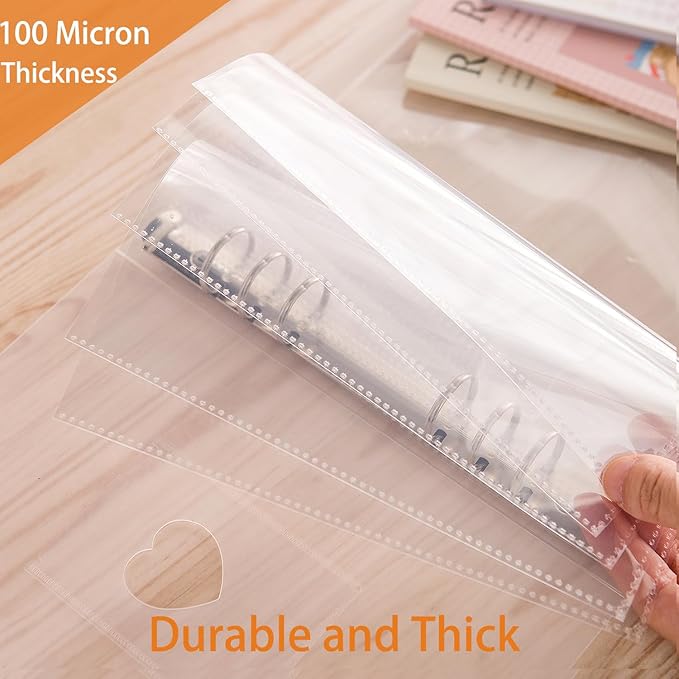 30pcs Pocket Sleeves for A5 6 Ring Binder, 1-Pocket Sheets Inserts Refill Pages for Kpop photocard, Savings Challenges, Sticker Collecting Album Binder (100 Micron Thickness per Layer)