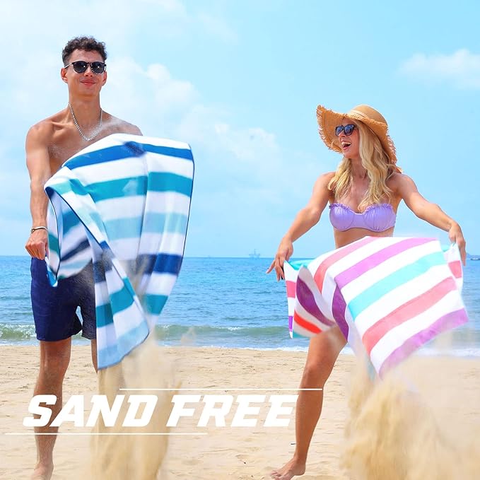 Exclusivo Mezcla 2 Pack Microfiber Quick Dry Beach Towels, Oversized Lightweight Sandfree Pool Towels for Swimming Camping Travel with Bagn (Forest Green and Dark Purple, 35x70 Inches)
