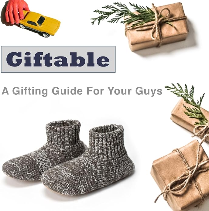 Cozylook Men's Slipper Socks with Grips, Fuzzy Indoor Slippers for Men, Soft Warm Winter Socks with Non-slip Soles