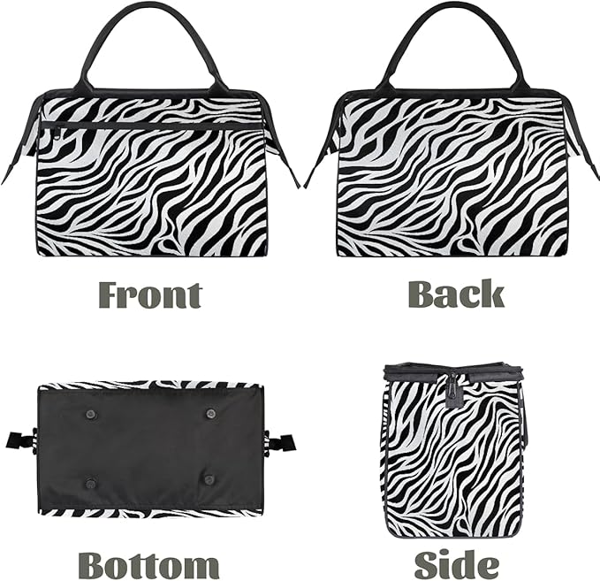 Multipurpose Duffle Bag, Waterproof Carry On Bag with Spacious Design, Zebra Skin Print Gym Bags, 15.2x8.3x11.6in