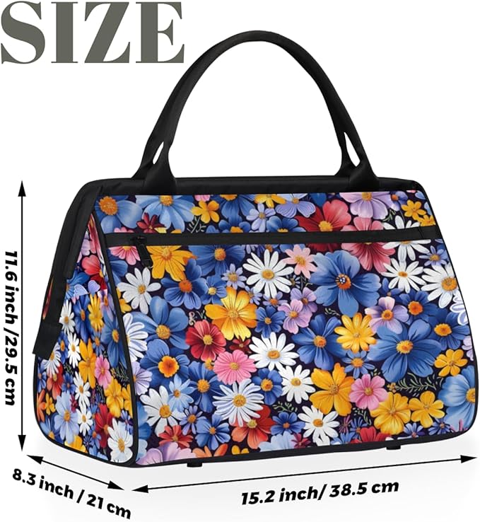 Boho Colorful Floral Overnight Weekender Bag for Women Men Travel Duffel Bags Waterproof Luggage Carry on Sports Yoga Gym Bag