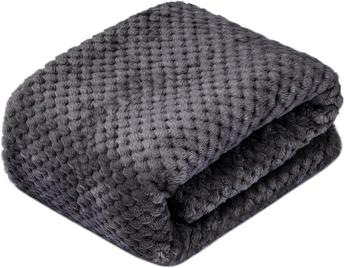 Fuzzy Sherpa Reversible Blanket for Baby, Soft Warm Cozy Coral Fleece Toddler, Infant or Newborn Reversible Blanket for Crib, Stroller, Travel, 30”×40”, Dark Grey
