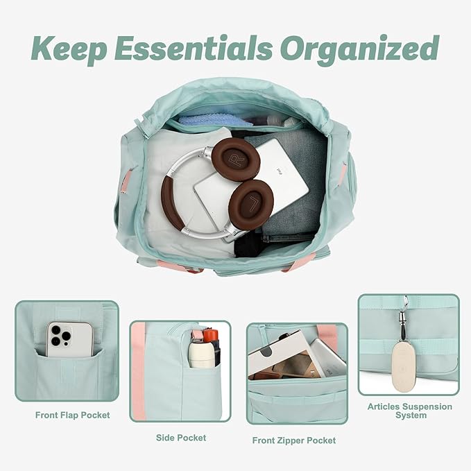 Gym Bags for Women & Men - 20 Inch Travel Duffle Bag with Shoes Compartment & Wet Pocket, Durable Carry-on Weekend Bag, Medium