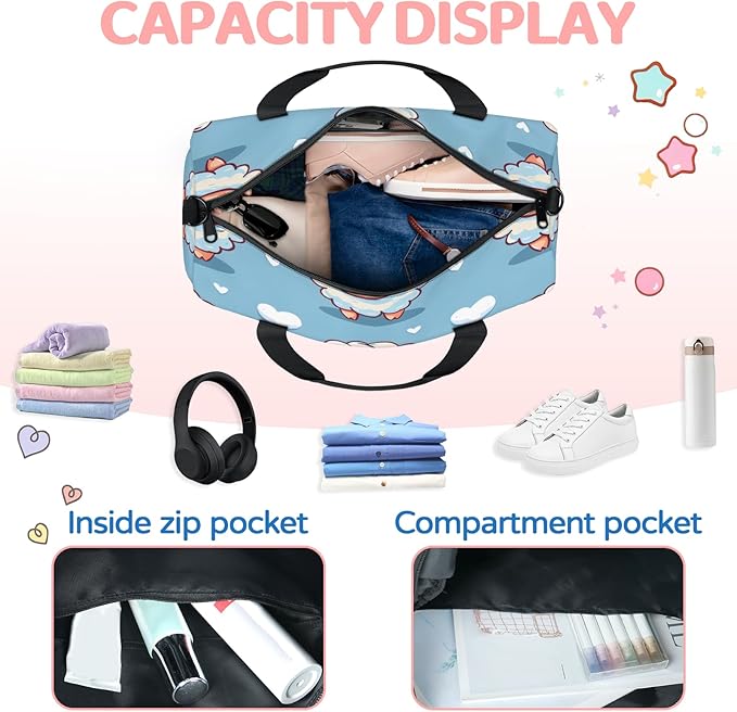 Cute Sheep Travel Duffle Bag for Women Men, Overnight Weekender Bag, Carry on Tote for Sport Gym