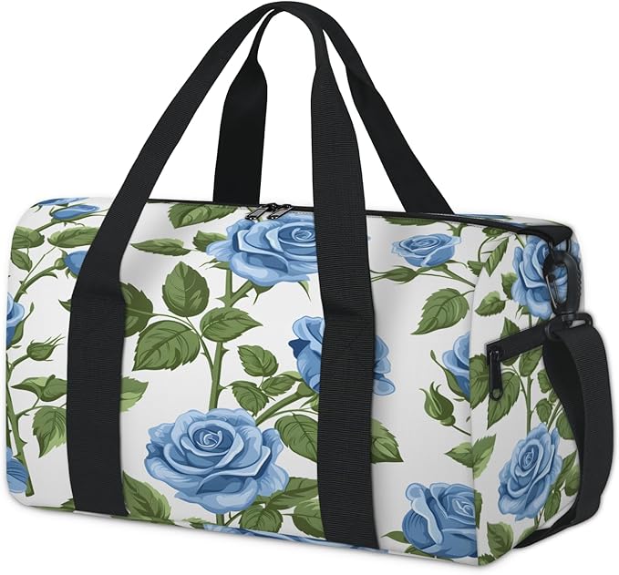 Blue Roses Travel Duffle Bag for Women Men, Overnight Weekender Bag, Carry on Tote for Sport Gym