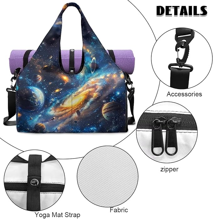 Mens Travel Bag with Shoes Compartment, Duffle Gym Bag with Yoga Mat, Detachable Strap, Sport Totes Ventilated Lightweight Overnight Bag