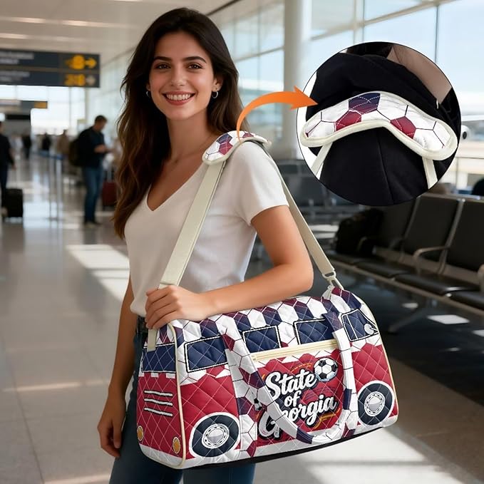 COEQINE Georgia Van Car Duffle Bag Men Large Travel Travel Bag Quilted Tote Bag For Woman Medium Overnight Luggage Bag with Trolley Sleeve