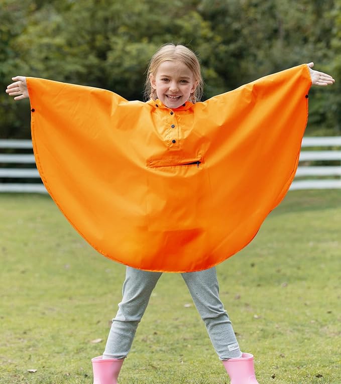 SaphiRose Lightweight Kids Rain Poncho Jacket Waterproof Outwear Rain Coat