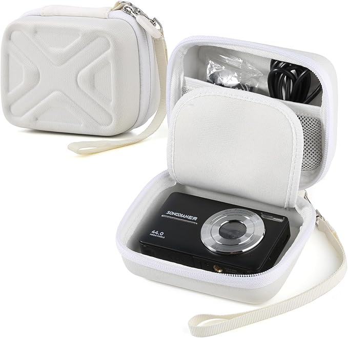 Digital Camera Case for AbergBest 21 Mega Pixels 2.7" LCD Rechargeable HD/Kodak Pixpro/Canon PowerShot ELPH 180/190/Sony DSCW800/DSCW830 Cameras, Travel Carrying Protective Case for Camera - White