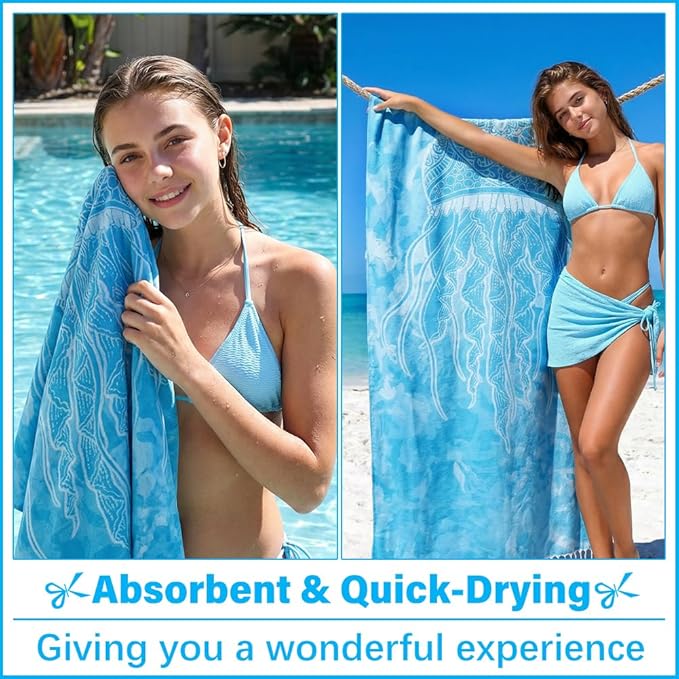 Thin Turkish Beach Towel Lightweight Soft Cotton Extra Large XL Oversized Sand Free Sandproof Absorbent Quick Dry Towels Cloud Bath Pool Travel Compact Essentials Accessories for Adult Gifts