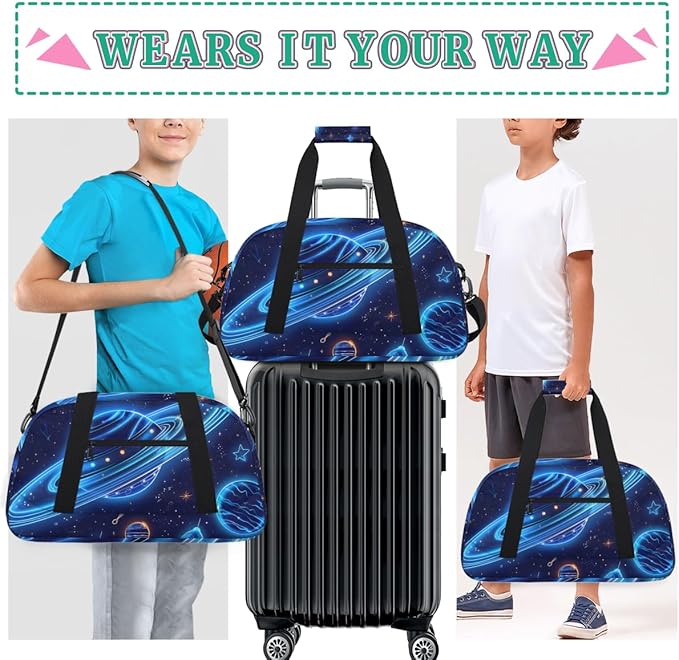 Spacecraft Gym Travel Duffle Bag for Women & Men with Front Zipper Pocket for Sports, Overnight, Weekender, Carry On,Workout & Dance Bag,18.9 * 8.7 * 10.6 in