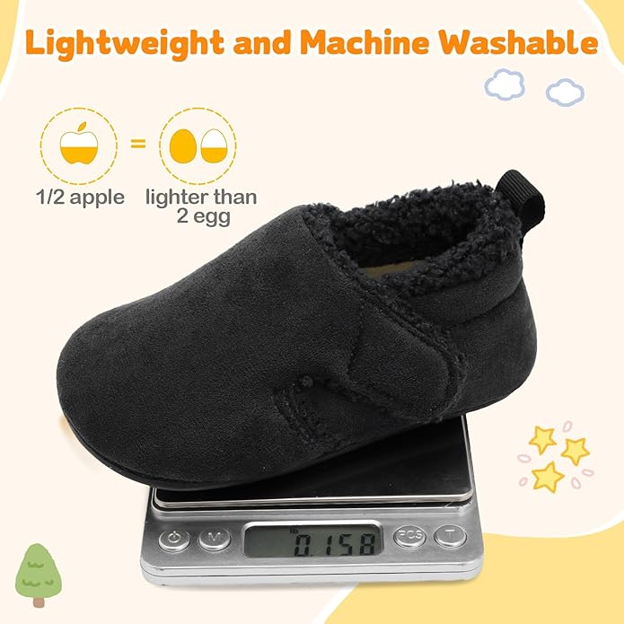 JOINFREE Toddler Slippers Boys Girls Adjustable House Shoes Barefoot Sock Shoes with Rubber Sole Baby Comfort Warm Indoor Outdoor Walking Shoe
