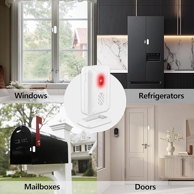 Door Alarms when Opened, GREENCYCLE Door Chimes when Door Opens with 4-Level Adjustable Volume, 600Ft Range, 36Chimes and Mute Mode LED Flashing, for Business/Home/Office/Store