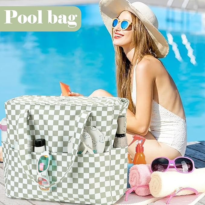 LEDAOU Beach Bag Waterproof Sandproof Women Beach Tote Pool Bag with Zipper for Swim Gym Grocery Travel with Wet Pocket | Sandproof, with Zipper, for Gym, Grocery, Travel, with Wet Pocket