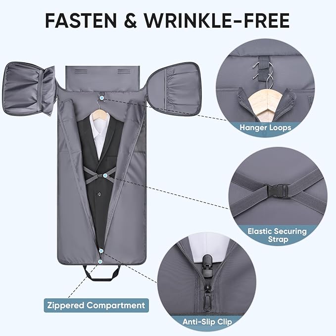 BALEINE Convertible Travel Garment Bag, Travel Suit Bag for Men, 2 in 1 Carry on Garment Bag for Hanging Clothes, Garment Duffel Bag for Travel Business (Pink)