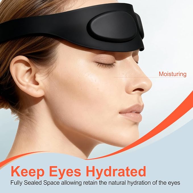 TSYL Sleep Eye Mask for Travel: Fully Silicone 3D Contoured Sleeping Masks, Relieves Dry Eyes, Super Soft Lightweight Design for Side Sleepers, Blackout Women Eye Covers for Sleeping