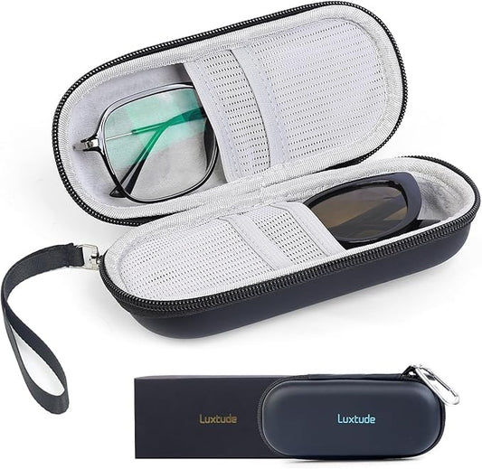 Luxtude Double Glasses Case Hard Shell, Double Eyeglass Case Dual Sunglasses Cases, Travel Sunglasses Organizer for Women Men