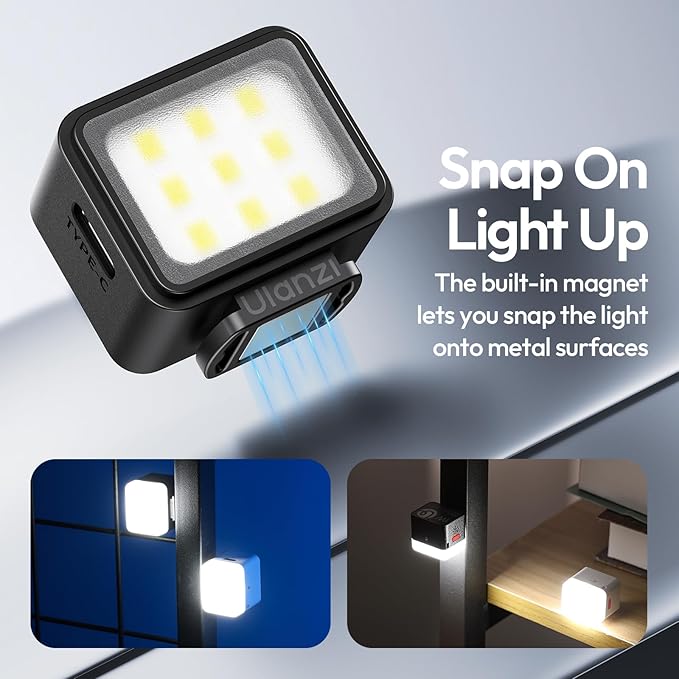ULANZI DG01 Mini Cube Phone Light Portable LED Camera Light for DJI OSMO Pocket 3 Action Camera Sony zv-e 10 Canon r550,Support Magnetic Attraction & Type-C Charging for ULANZI JJ02 Tripod