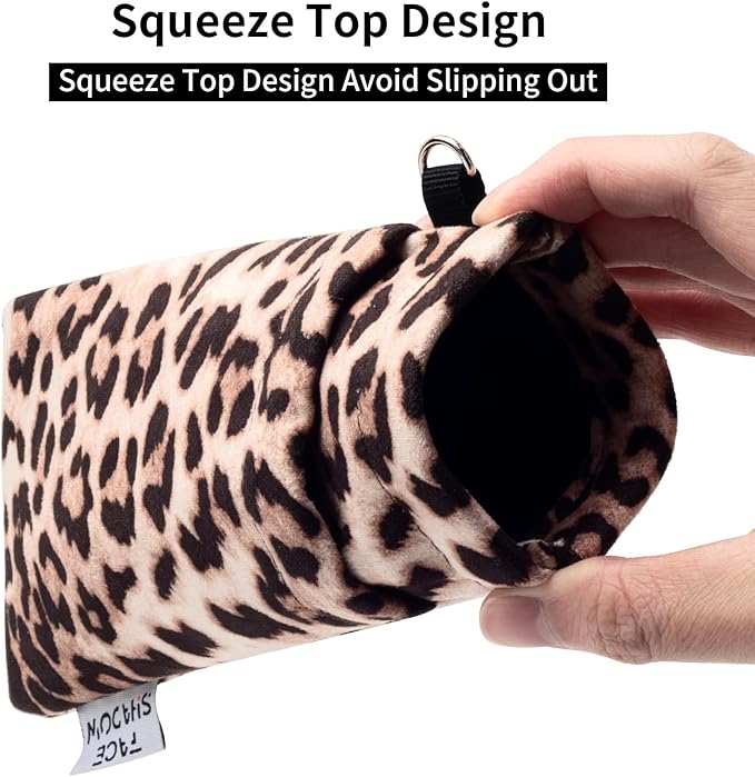 Face Shadow Double Glasses Case Soft Eyeglass Case For Women Men Squeeze Top Sunglasses Case With Cleaning Cloth