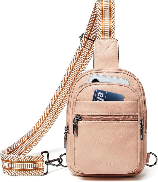 Sling Bag For Women Faux Leather Small Casual Daypack Backpack Fanny Pack Crossbody Chest Bags Purse