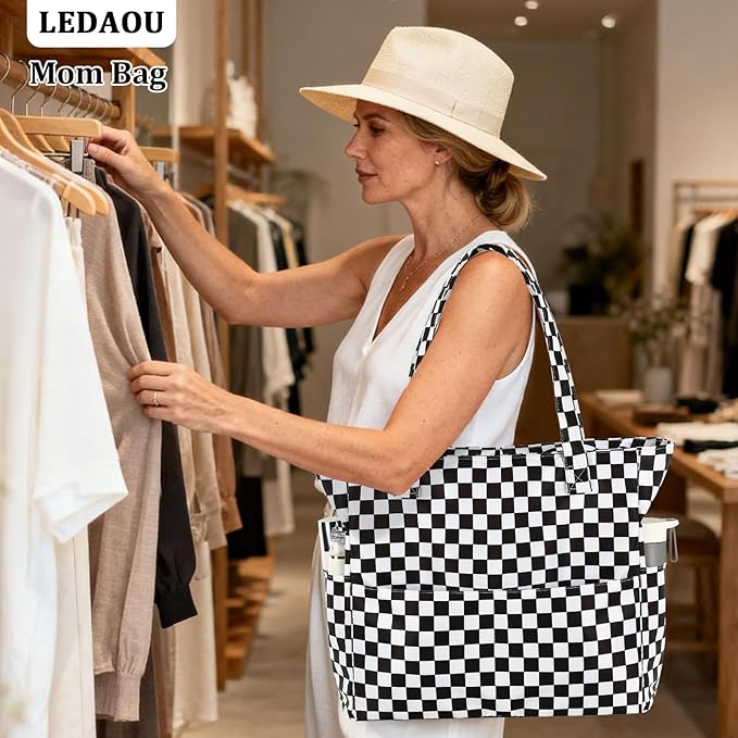 LEDAOU Large Beach Bag Women Waterproof Sandproof Zipper Beach Tote Pool Bag for Swim Gym Grocery Travel with Wet Pocket | Waterproof, Sandproof, Zipper, Pool, Gym, Grocery