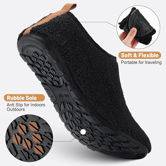 Ultrafun House Slippers for Women Men Slip on Barefoot Slippers Socks Soft Lightweight Rubble Sole House Shoes Indoor/Outdoor