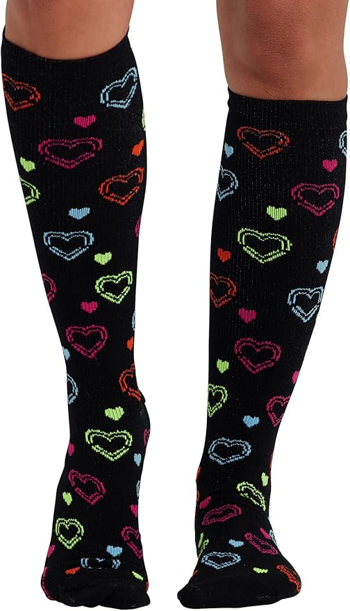 Cherokee Women's 10-15mmHg Compression Socks – Fun Print Knee Highs with Light Support, Soft Feel - PRINTSUPPORT