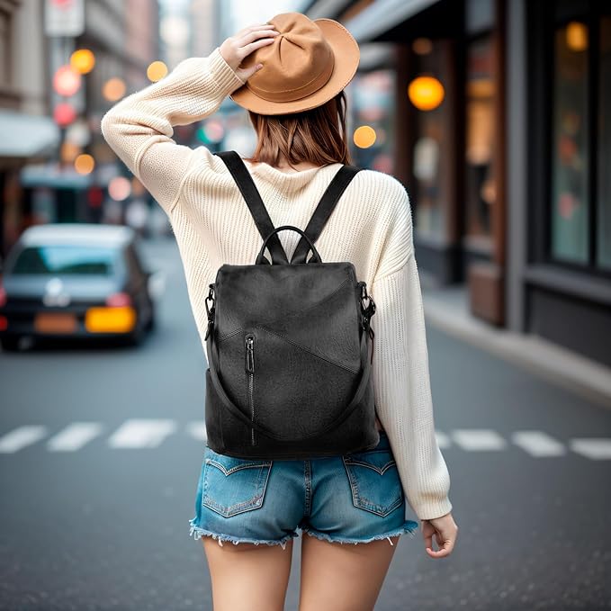 molshine Backpack,Fashion Casual Travel PU Leather Daypack Bag Shoulder Rucksack Handbags for Women HB041