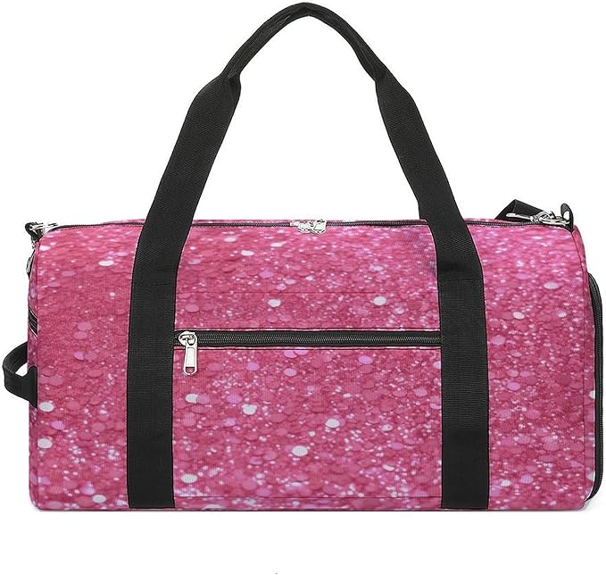 Sparkling Pink Glitter Gym Bag Lightweight ，Travel Duffle Bag with Shoe Compartment，Gym Bag for Women for Overnight, Weekend, Yoga, Gym, Business Trips, Sport And Hospital.