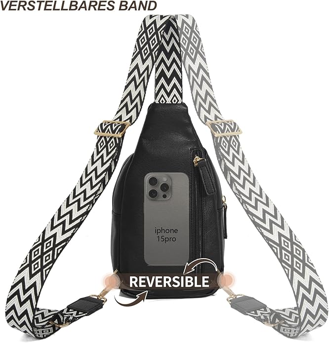 Crossbody Bags for Women Sling Bag Anti Theft PU Leather Travel Chest Purse Small Adjustable Strap Fits Large Phone