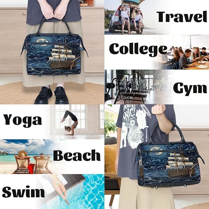 Boat Overnight Weekender Bag for Women Men Travel Duffel Bags Waterproof Luggage Carry on Sports Yoga Gym Bag