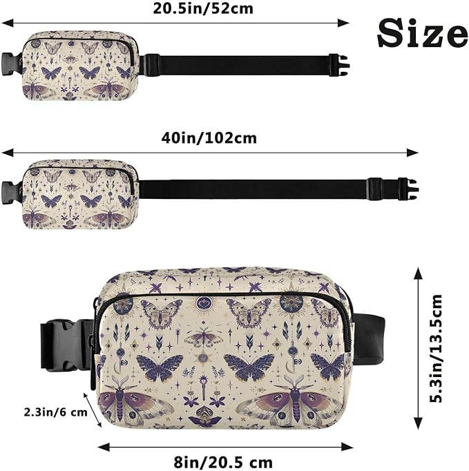 Celestial Butterfly Fanny Pack for Women Men Water Resistant Fashion Waist Packs with Adjustable Strap Belt Bag for Travel Workout Jogging Hiking 21220453
